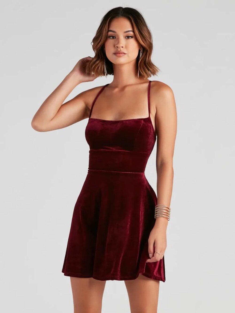 Windsor Burgundy Velvet Party Dress Women's Medium Pockets Formal Romantic EUC